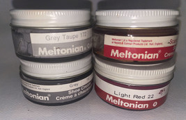 Lot Of 4 Vtg Meltonian Shoe Cream Polish Glass Jars Shoe Cream, Grey’s  &amp; Red’s - £33.54 GBP