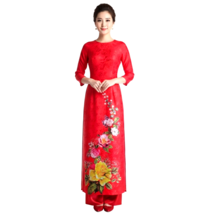 NWOT Women's Red Floral Print Vietnamese Ao Dai Size M - $19.95
