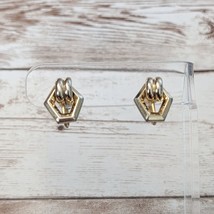 Vintage Coro Screw Back Earrings Gold Tone Geometric Small 5/8&quot; - £10.26 GBP