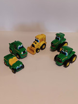 John Deere Ertl Push N Go 5 pc. Set Metal Plastic, Green, Yellow, 4&quot; w/Face Eyes - $37.36