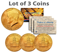 Bicentennial 1976 JFK Half Dollar US Coins 24K GOLD PLATED w/Capsules *Lot of 3* - $13.98