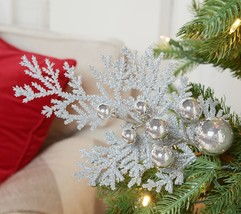 Set of 6 Glittered Cedar and Ornament Picks by Valerie in Silver - £153.41 GBP