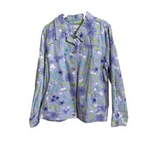 The Tog Shop Women’s Purple Floral Denim Jacket Size Large Pockets Button Up - £12.42 GBP