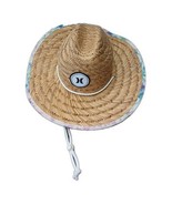 Hurley Adult Straw Sun Hat Floral w/ Drawstring Wide Brim Lifeguard  - $27.56 CAD