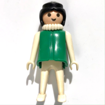 Playmobil Geobra Figure Vintage 1974 adult female Green Dress Black Hair... - $7.99