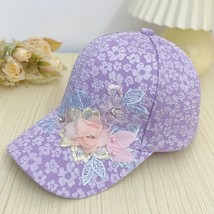 Rhinestone Flower Baseball Cap Women&#39;s Sunshade Sun Protection Hat Breathable Ca - £11.82 GBP