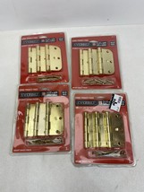 4 Pack NEW 3-1/2 in. Bright Brass 5/8 in. Radius Security Door Hinges 80... - £12.45 GBP