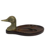 Brass Duck Head Wood Trinket Tray Dresser Butler Valet Organizer - $17.34 CAD