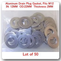 LOT 50 Aluminum Oil Drain Plug Gasket ID:12MM OD:22MM  Fits: Toyota 90430-12027 - £13.24 GBP