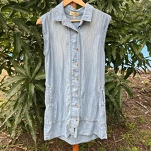 Cloth &amp; Stone Dress Womens Small Blue Denim Chambray Shift Sleeveless Bu... - £15.30 GBP