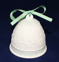 Lladro 1992 Annual Porcelain Bisque Christmas Bell Ornament with Green Ribbon - £7.95 GBP