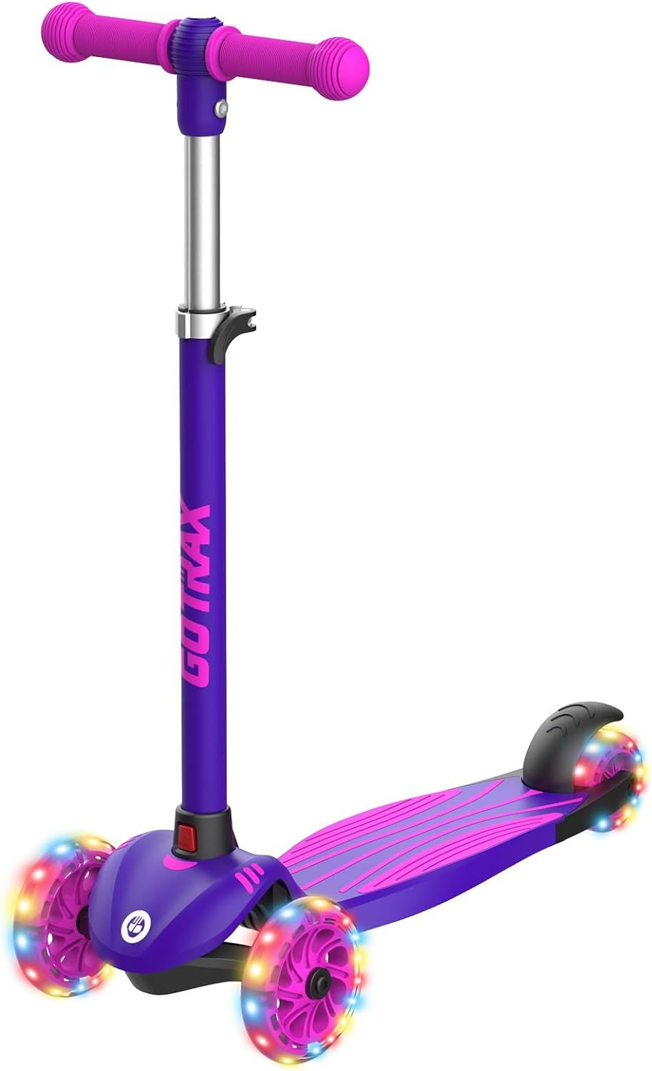 Blue Mini 3 Wheel Scooter For Kids – Lean-to-Steer With LED Light-Up Wheels, Adjustable Handlebar, Wide Anti-Slip Deck, Smooth PU Wheels, Rear Foot
