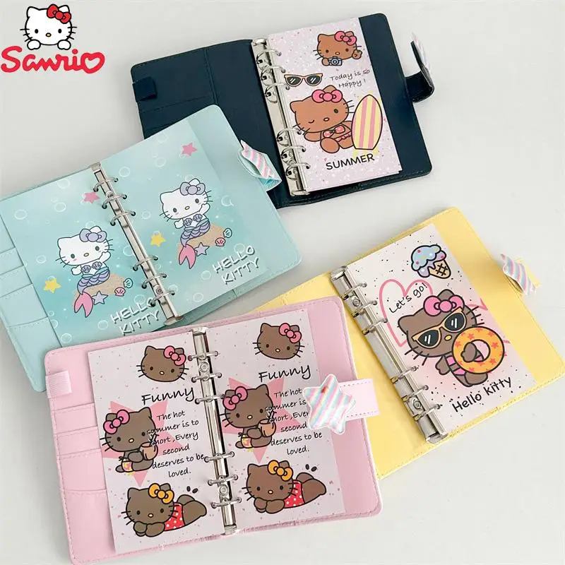 Sanrio Hello Kitty Hand Ledger Loose Leaf Notebook Magnetic Buckle A6 Pu Shell - £15.93 GBP