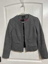 Cinthia Rowley Wool Blend Hook &amp; Eye Cropped Blazer Gray Size XS - $42.56