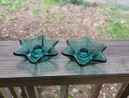 2 Star Shaped Teal Green Candle Holders - $20.00