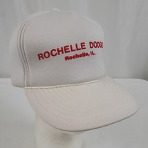 Vintage Rochelle Dodge Foam Trucker Hat Cap Snapback White Car Dealer Ga... - $13.99