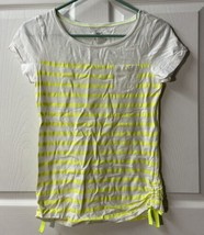 Cherokee T shirt Girls Size S Short Sleeve Round Neck Striped Top Yellow White - £4.33 GBP
