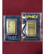Gold Bars PAMP Suisse 1 Ounce + APMEX 1 Ounce Fine Gold 999.9 In Sealed Assay - $4,200.00