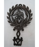 Vtg Trivet Cast Iron Eagle and Heart with Laurel Serveware Handle #266 - $12.00
