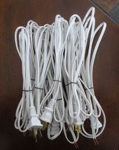 12 White Lamp Cord Plug Set Molded Plug Stripped Ends Ready For Wiring 6&#39;  - £23.59 GBP