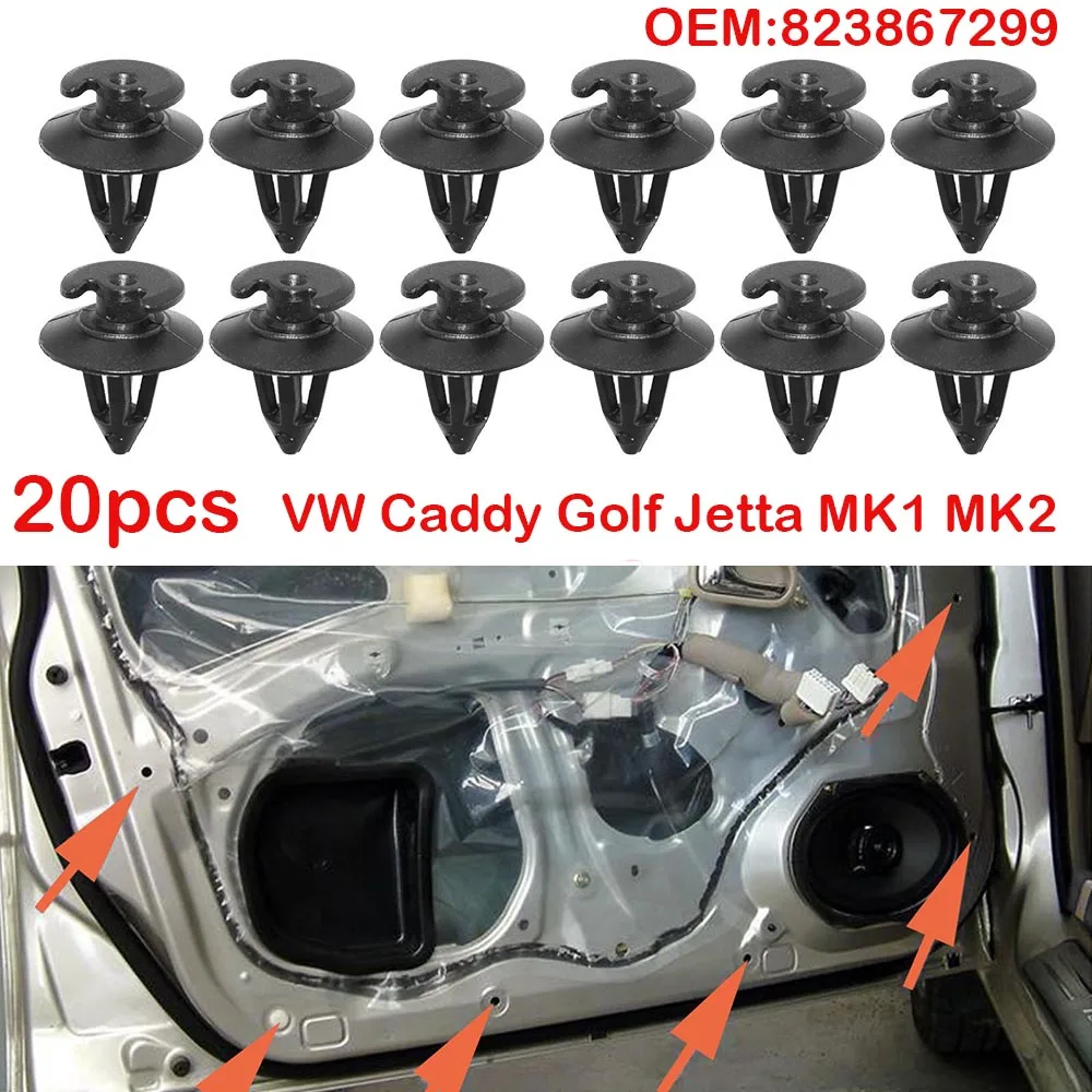 20X Car Door Trim Panel Retainer Fastener Clip For VW Caddy Golf Jetta MK1 MK2 - £9.23 GBP