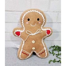 Gingerbread Man Boy Plush Figure Christmas Decor Weighted Buttons 12&quot; NEW - £19.56 GBP