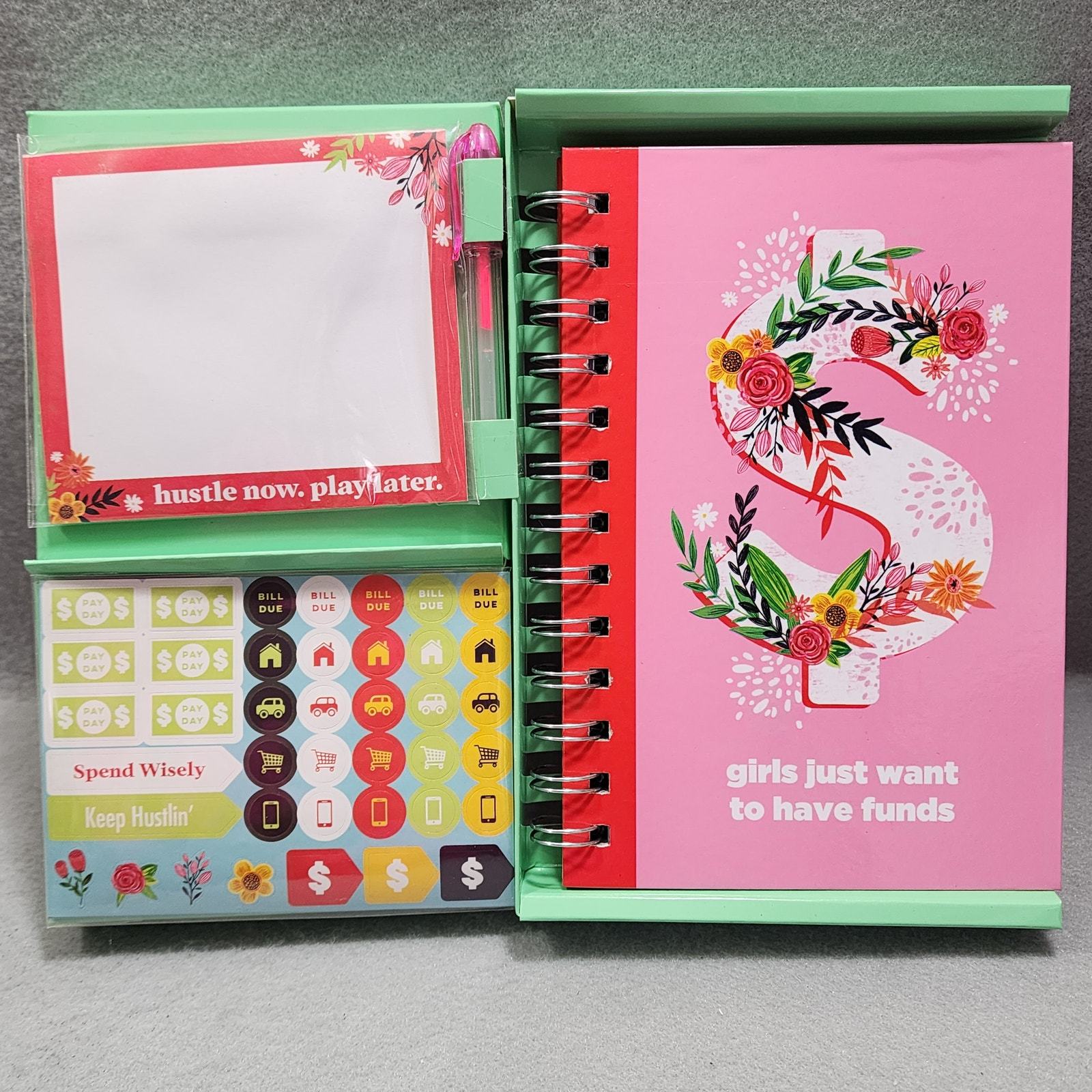 GIRLS JUST WANT TO HAVE FUNDS 4 pc Budget Planner Set Pen & Gear  NIB Opened Item image 12