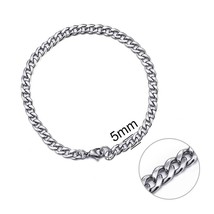 316L Stainless Steel Chain Bracelet for Men Women 3-11mm Fashion Punk Cuban Link - £9.37 GBP