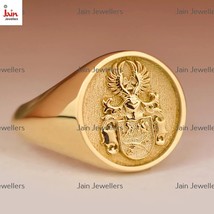 18 Kt, 22 Kt Real Solid Gold Personalized Coat Of Arms Signet Men&#39;s Ring - $1,849.09+