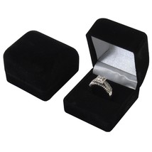 2 Black Velvet Flocked Ring Gift Boxes Jewelry Display - £7.09 GBP