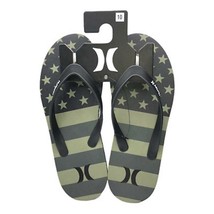 Hurley One Men&#39;s Army Green STARS/STRIPES Flip Flop Sandals Size 11 - £12.03 GBP