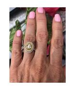 Halo 1.93 CT Oval Faint Yellow Diamond Ring Engagement Infinity 18k Whit... - $6,970.48 CAD