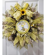 Bumblebee Everyday Wreath, Deco Mesh, Home Decoration, Patio Free Shipping - $70.13