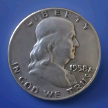 1958D BEN FRANKLIN SILVER HALF DOLLAR COIN CIRCULATED USA - $24.70