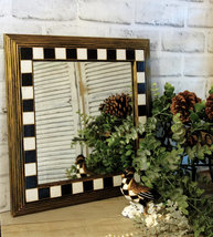 Courtly Mirror Black and White Checked Mirror Hand Painted Buffalo Check Mirror - £77.67 GBP