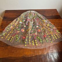 Floral Embroidered Bridal Veil White Tulle Butterfly Fingertip Length Me... - $74.25