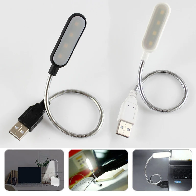 Mini 4 LED Book Lamp Portable USB Reading Night Lamp White/Warm Color Table Desk - £8.30 GBP+