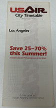 US Air City Timetable Los Angeles June 1, 1987 Vintage Airline Brochure - $15.79