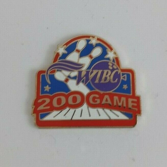 Vintage WIBC 200 Game Colorful Bowling .75&quot; x 1&quot; Lapel Hat Pin - $4.46
