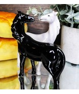 Romantic Black &amp; White Horses Ceramic Magnetic Salt Pepper Shakers Set F... - $23.23 CAD