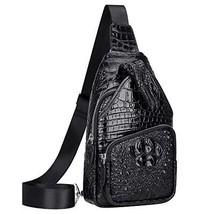 Crocodile Leather Sling Bag for Men Crossbody Chest Daypack Bag - £147.01 GBP