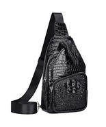 Crocodile Leather Sling Bag for Men Crossbody Chest Daypack Bag - £149.15 GBP