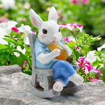 Gifts for Kids and Women, Easter Bunny Decor Outdoor Rabbit Statue, Miniature So - £21.32 GBP
