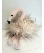 Pier 1 Imports Pink Flamino Plush Stuffed Animal Tan Fur Fluffy Long Hair - £19.45 GBP