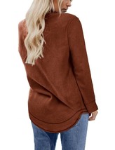 Fantaslook Women&#39;s Crewneck Sweatshirt Casual Long Sleeve Tunic ~ Brown ... - £17.07 GBP