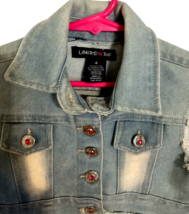 LIMITED TOO Girl's Cropped Blue Denim Vest Button Up Sleeveless Freyed Size 4 image 3