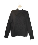 Koret Womens Large Black Sweater Embroidered Floral Beaded Knit Career N... - $16.61