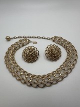 Vintage Kramer Gold Chain Earring 3cm And Necklace 13”-16” Set  - £46.78 GBP