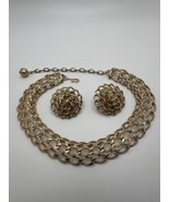 Vintage Kramer Gold Chain Earring 3cm And Necklace 13”-16” Set  - £46.78 GBP