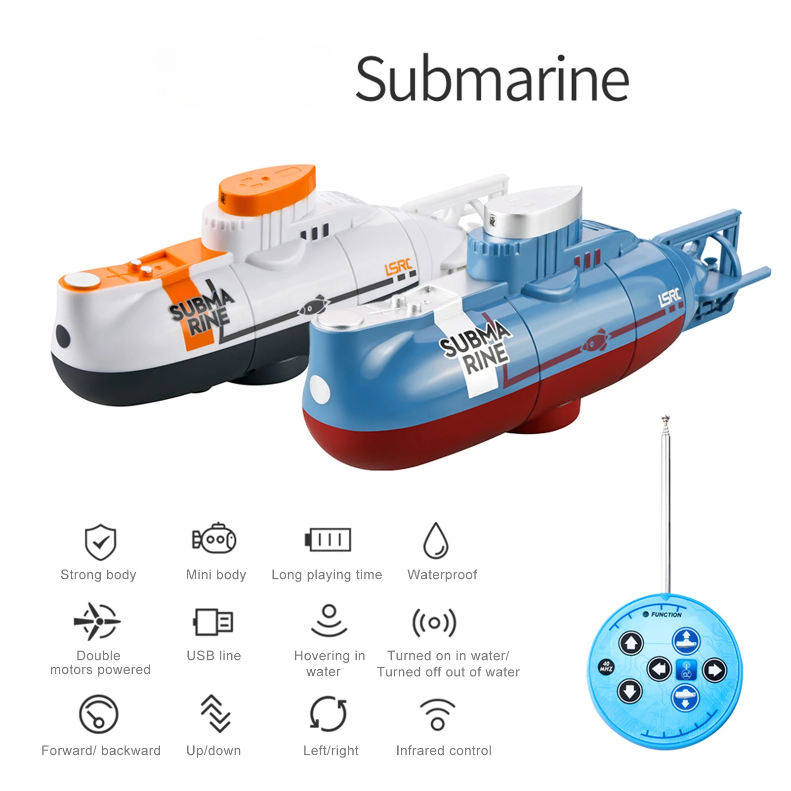 Mini RC Submarine 0.1m/s Speed underwater Remote Control Boat Waterproof Diving - £42.73 GBP